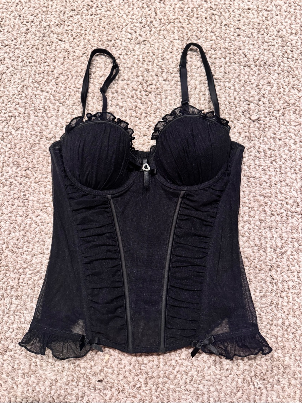 La SENZA Black Lace-Trim Bustier Bodysuit